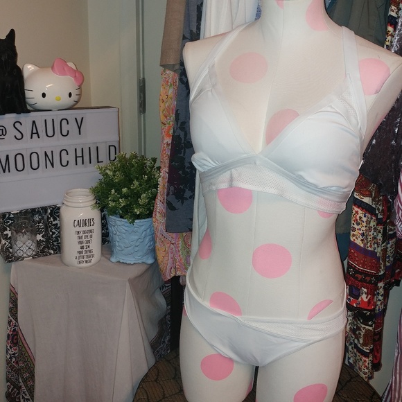 Aerie Swim New Aerie Matching Sexy White Mesh 2pc Bikini Swim Suit